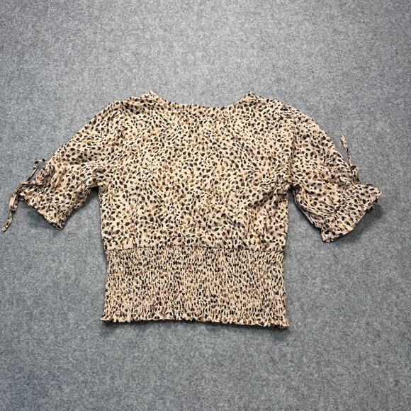 Women's Abercrombie & Fitch Leopard Print Smock Bottom Blouse Size Small - Picture 7 of 11